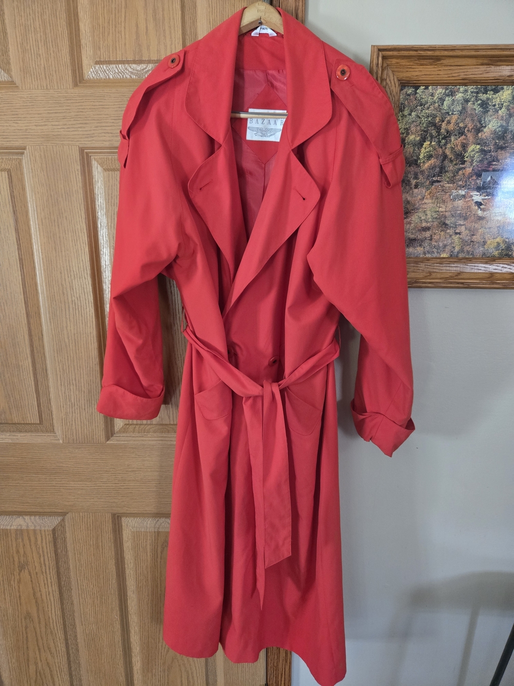STUNNING SOFT Red Trench Coat - Classic Women's Belted Jacket